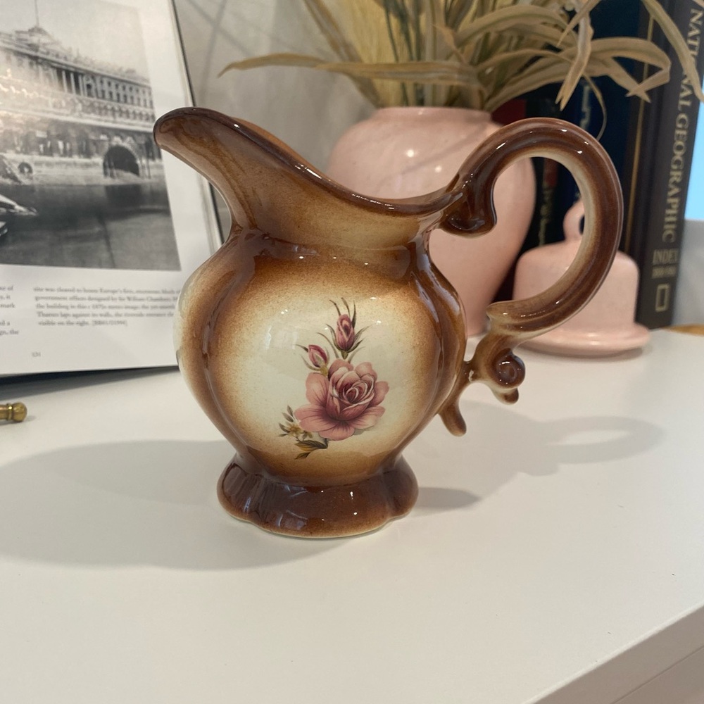 Vintage Brown Floral Pitcher